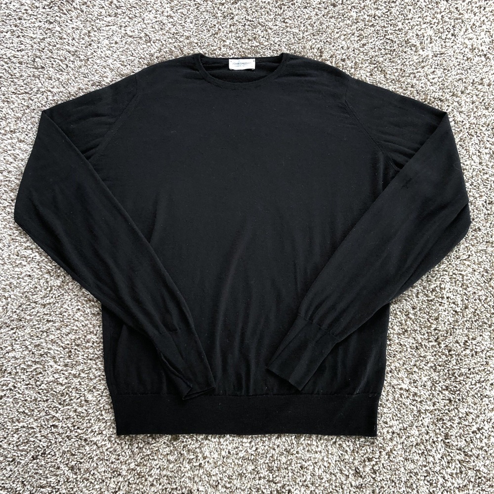 John Smedley 100% Merino Wool Sweater Size XL Black Lightweight Made In England